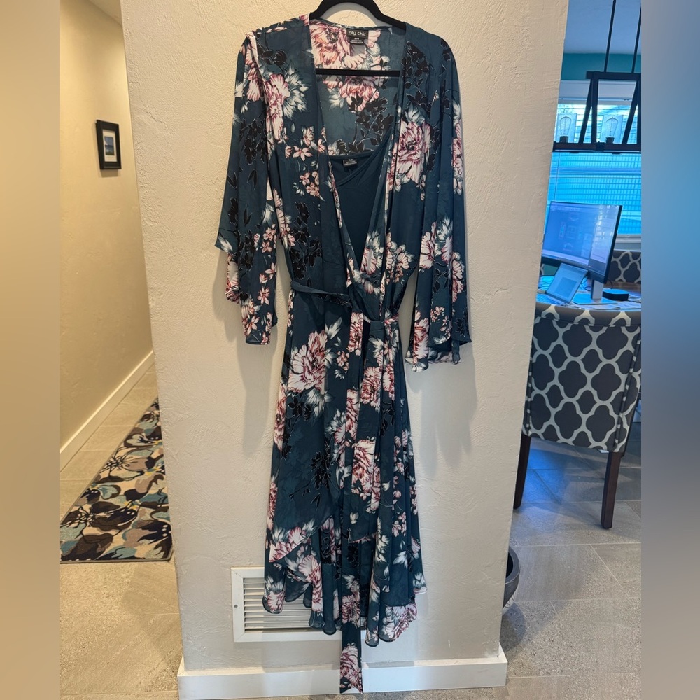 City Chic Floral Maxi Dress - Blue and Pink